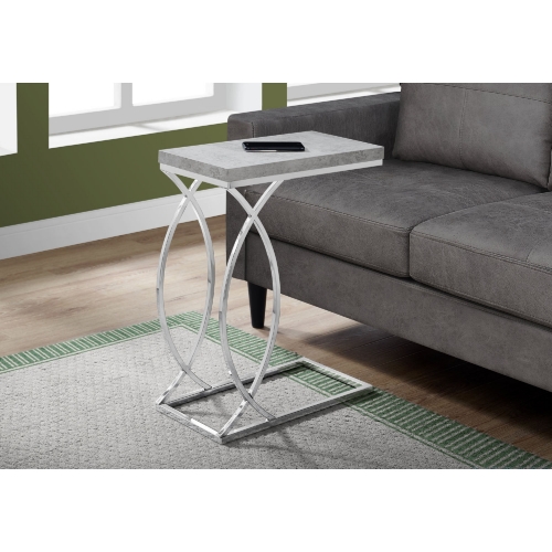 Accent Table in Grey Cement Look w/ Chrome Metal